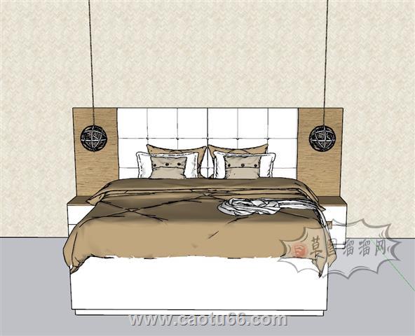 床铺双人床SU模型