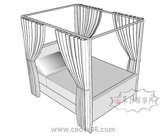 床铺蚊帐SU模型