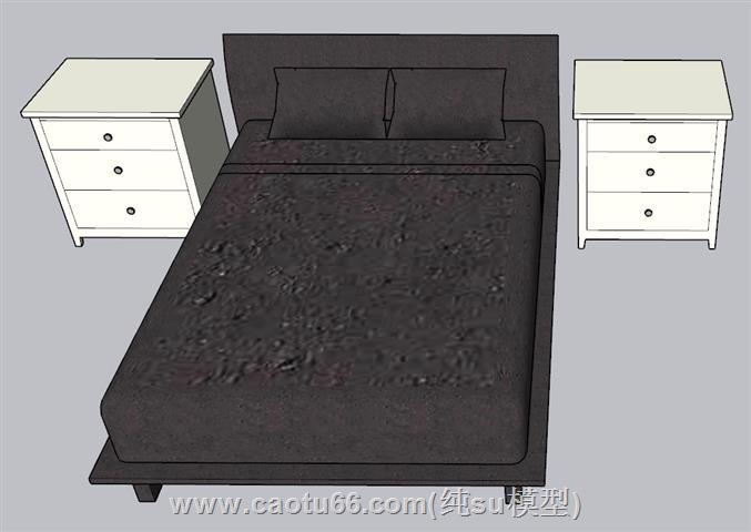 床铺床头柜SU模型