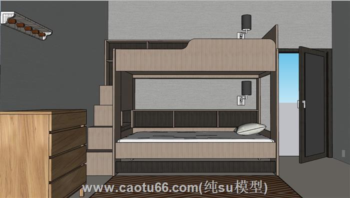 高低铺床铺门套SU模型
