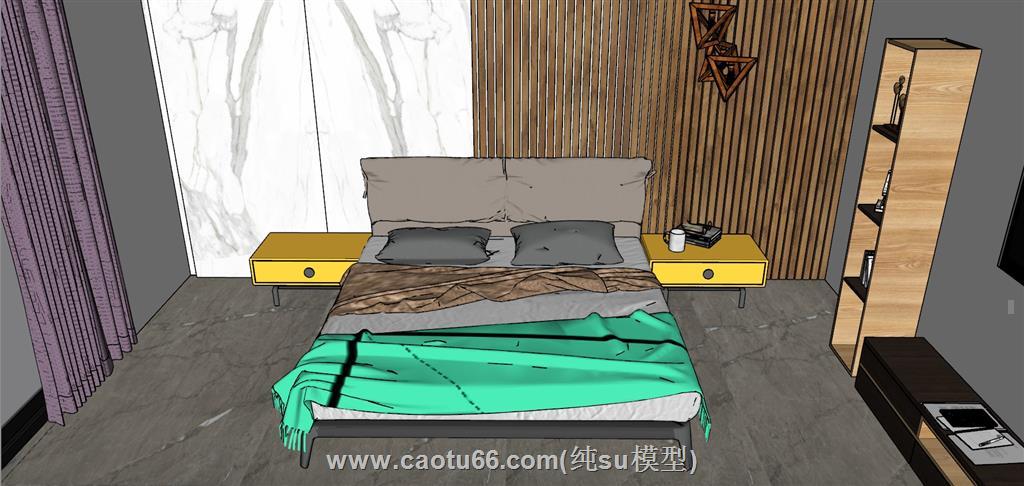 房间床铺电视柜SU模型