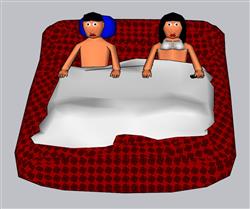 男女床铺SU模型