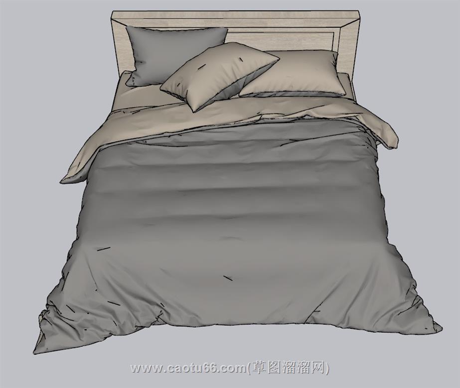 双人床床铺SU模型