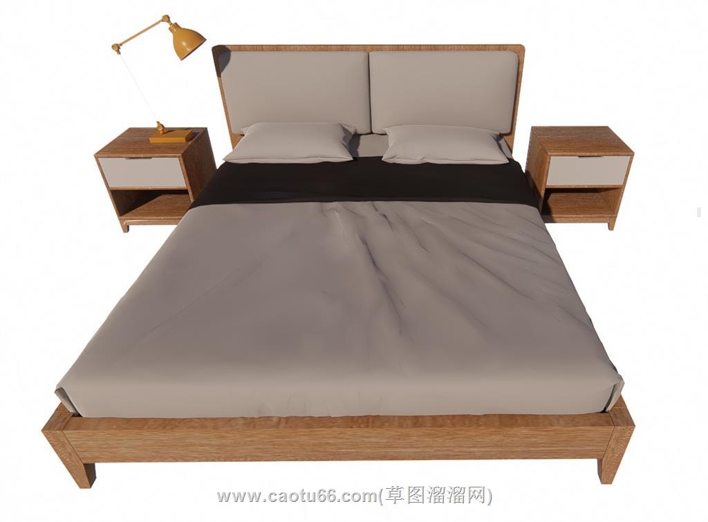 双人床床铺SU模型