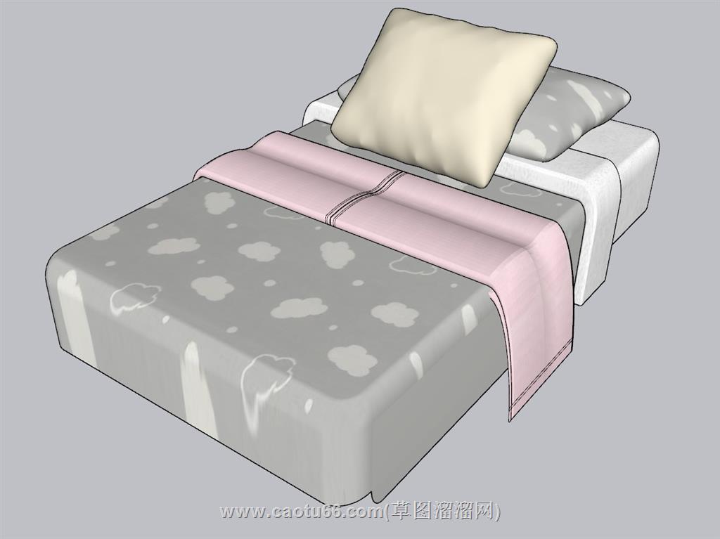 单人床SU模型