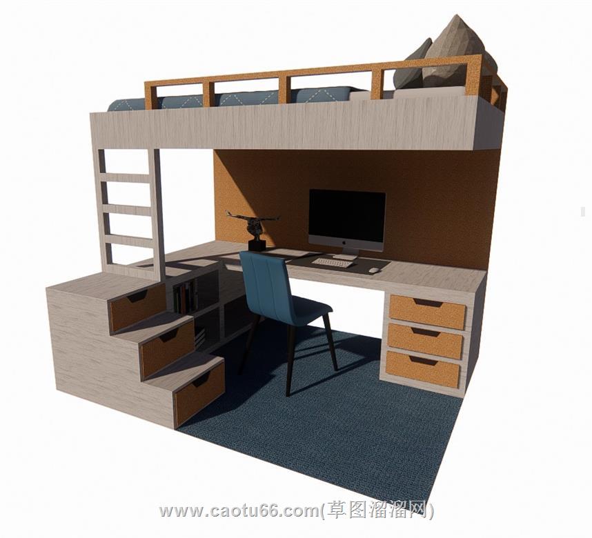 上下铺床铺SU模型