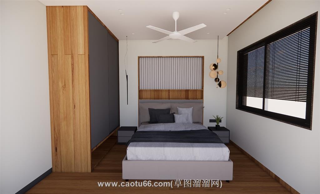 卧室床铺衣柜SU模型