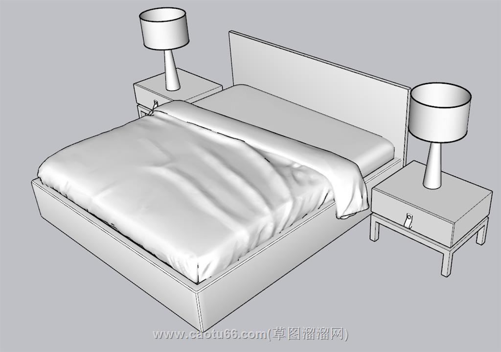 床铺床头柜SU模型