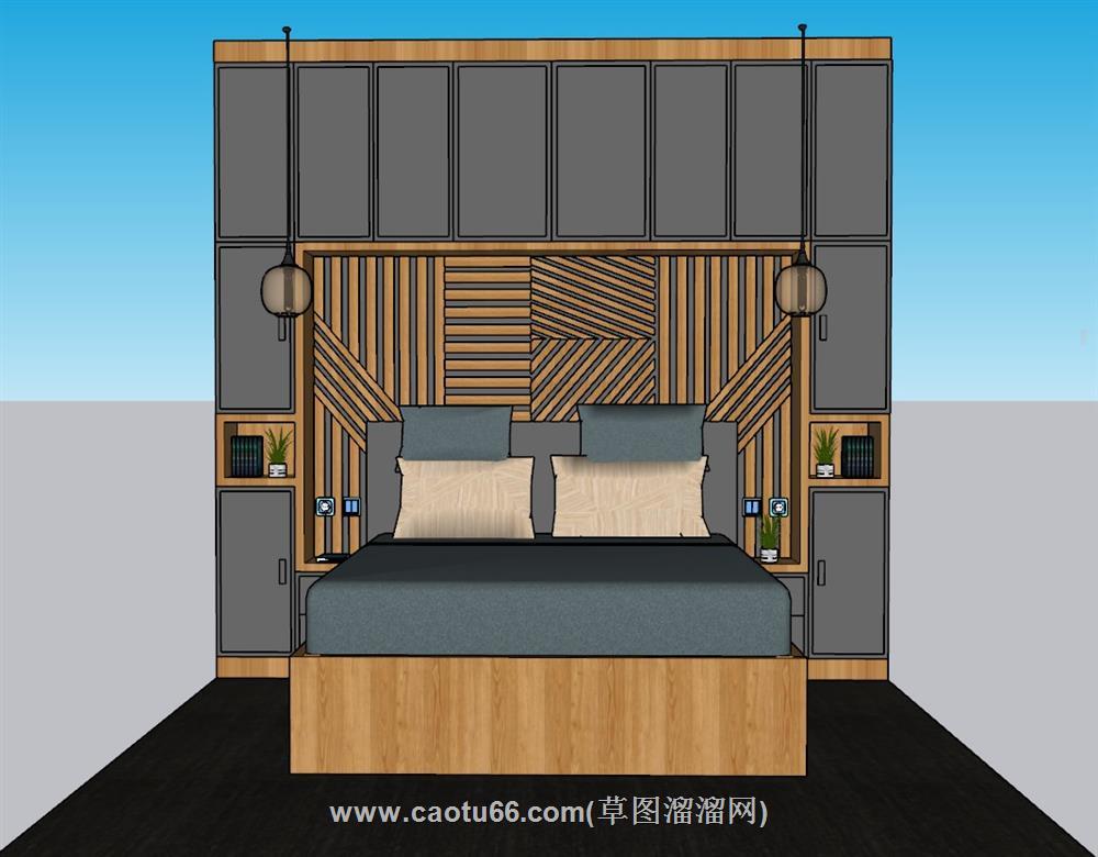 收纳隐藏双人床SU模型