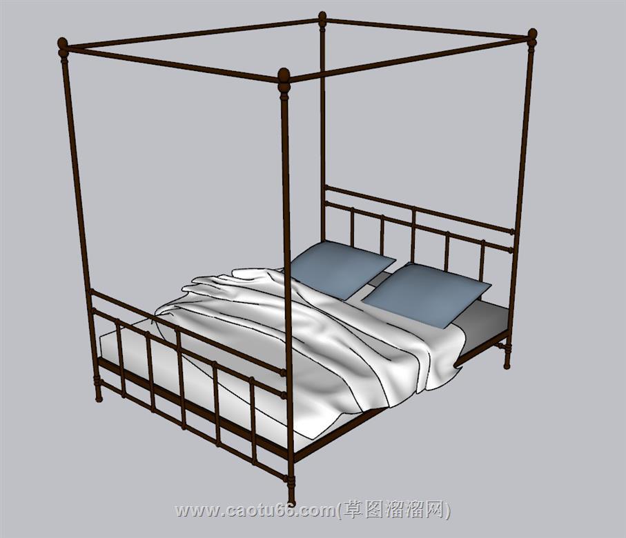 双人床铺SU模型