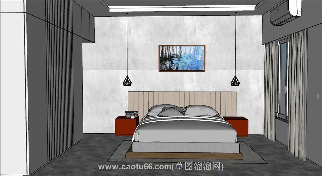 卧室床铺SU模型