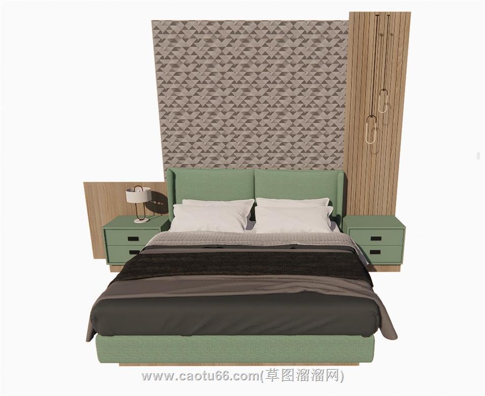 床铺床头柜SU模型
