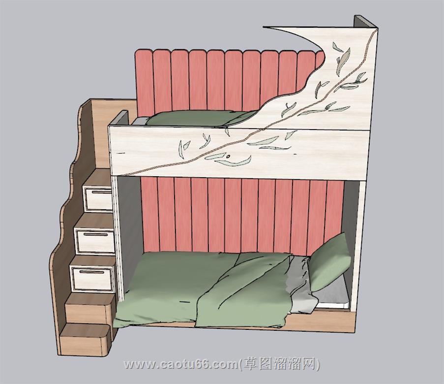 双层床高低铺SU模型