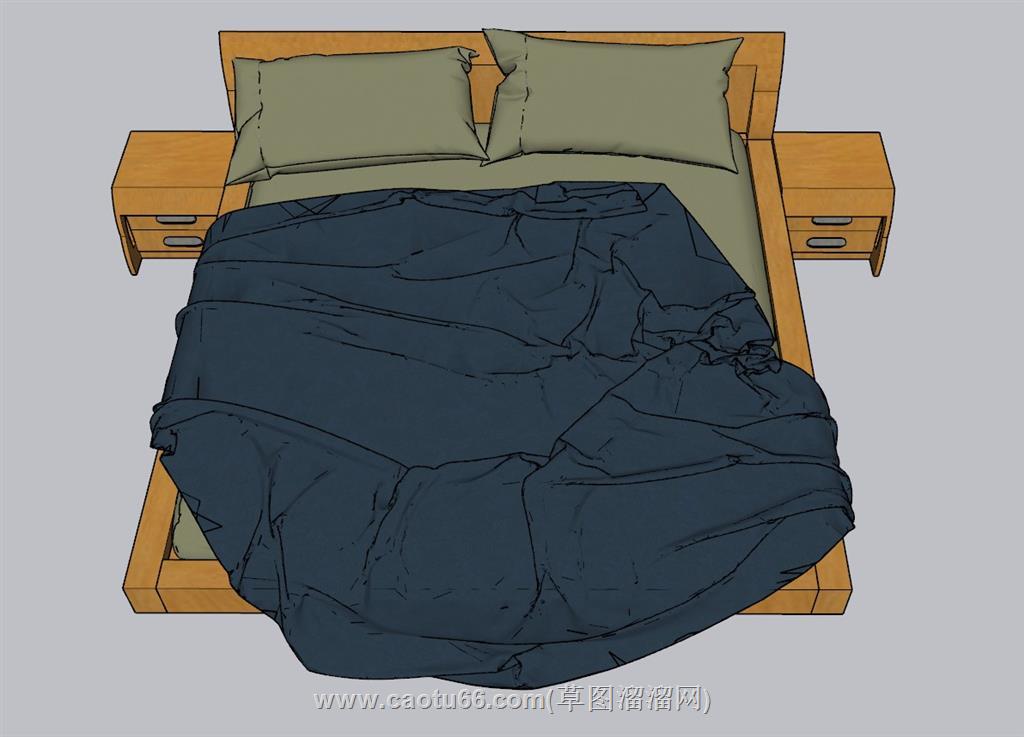 双人床床铺SU模型
