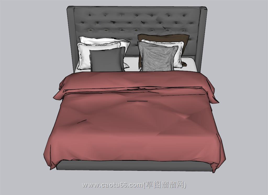 双人床床铺SU模型