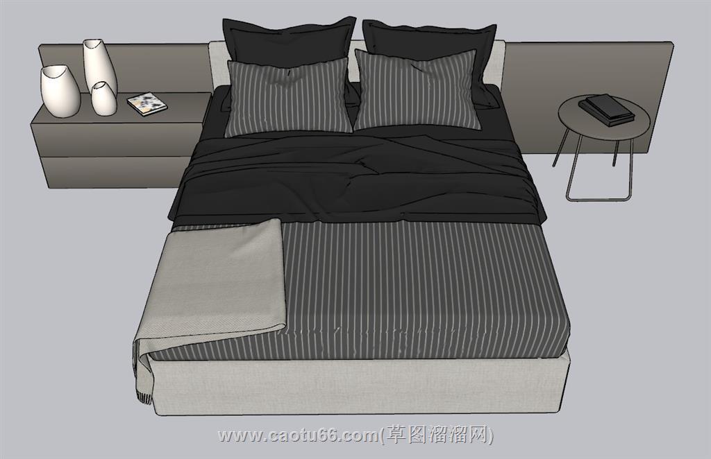 双人床床铺SU模型