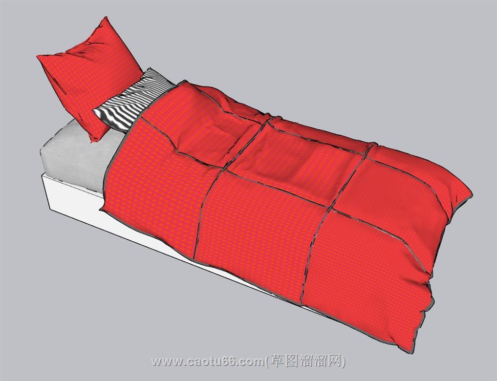 单人床SU模型