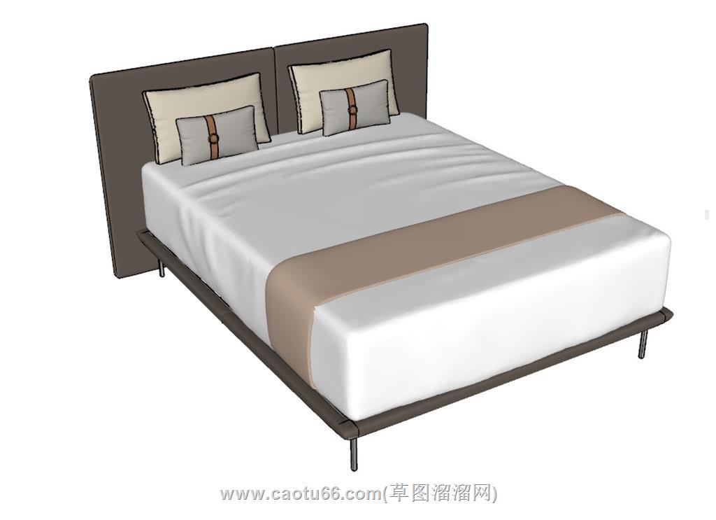 双人床床铺SU模型