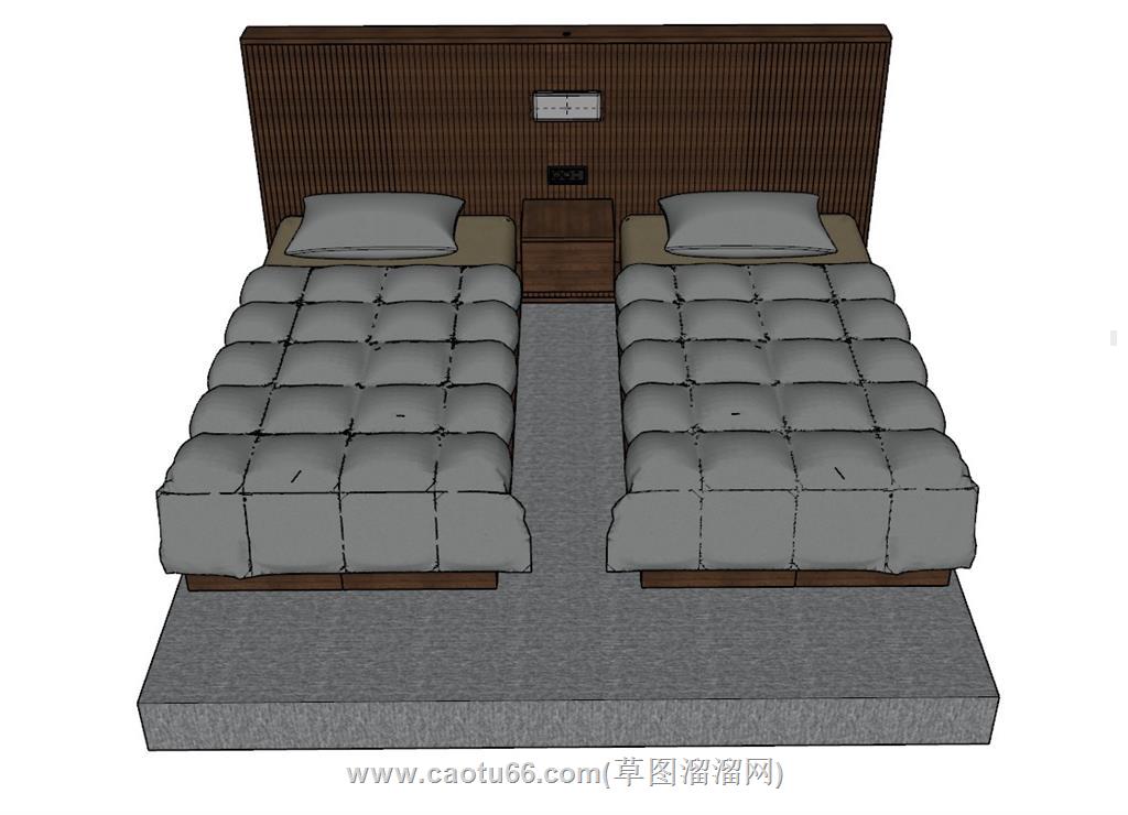 标准双人床SU模型