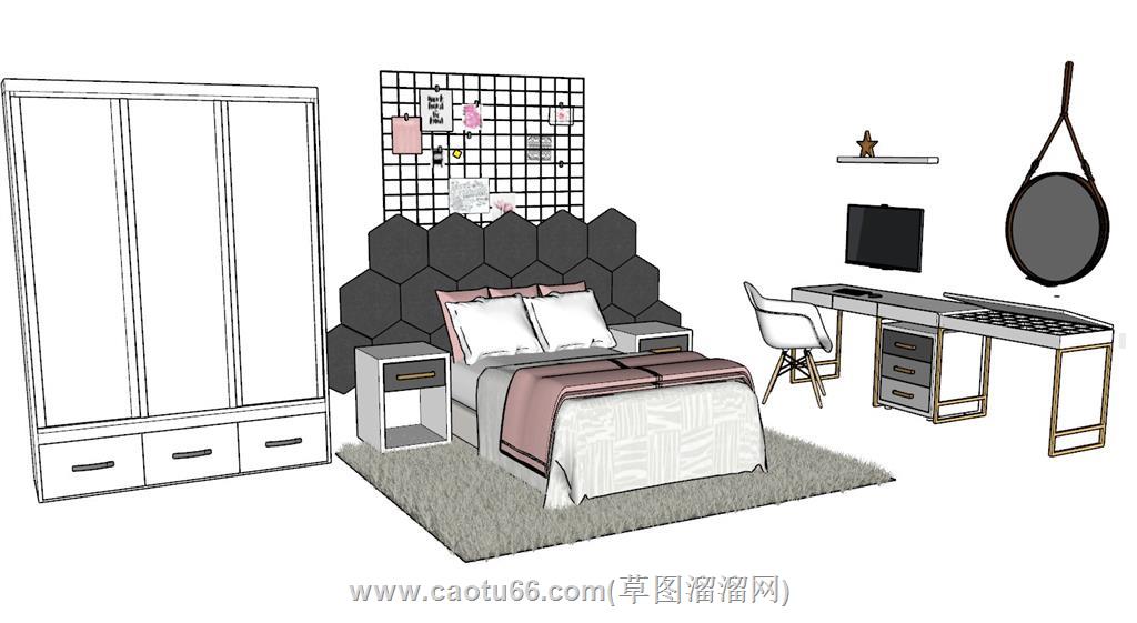 卧室家具床铺SU模型
