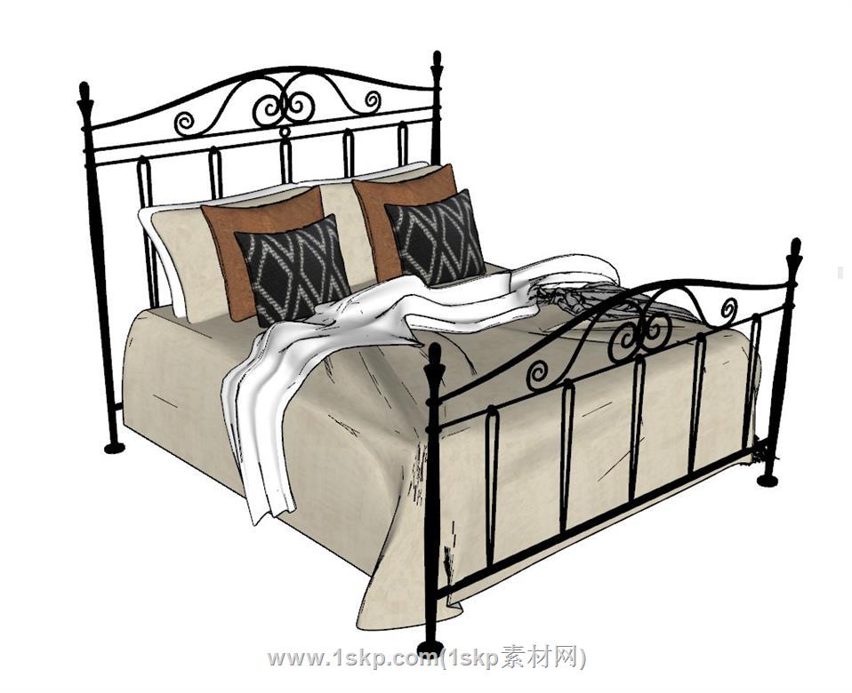 铁架床双人床SU模型
