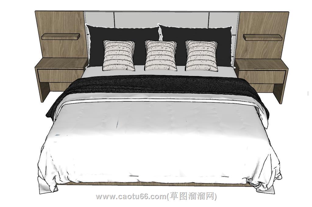 三人床床铺SU模型