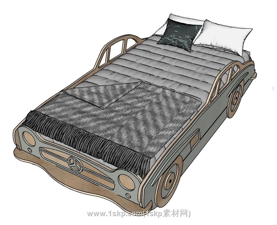 汽车造型床铺儿童床SU模型