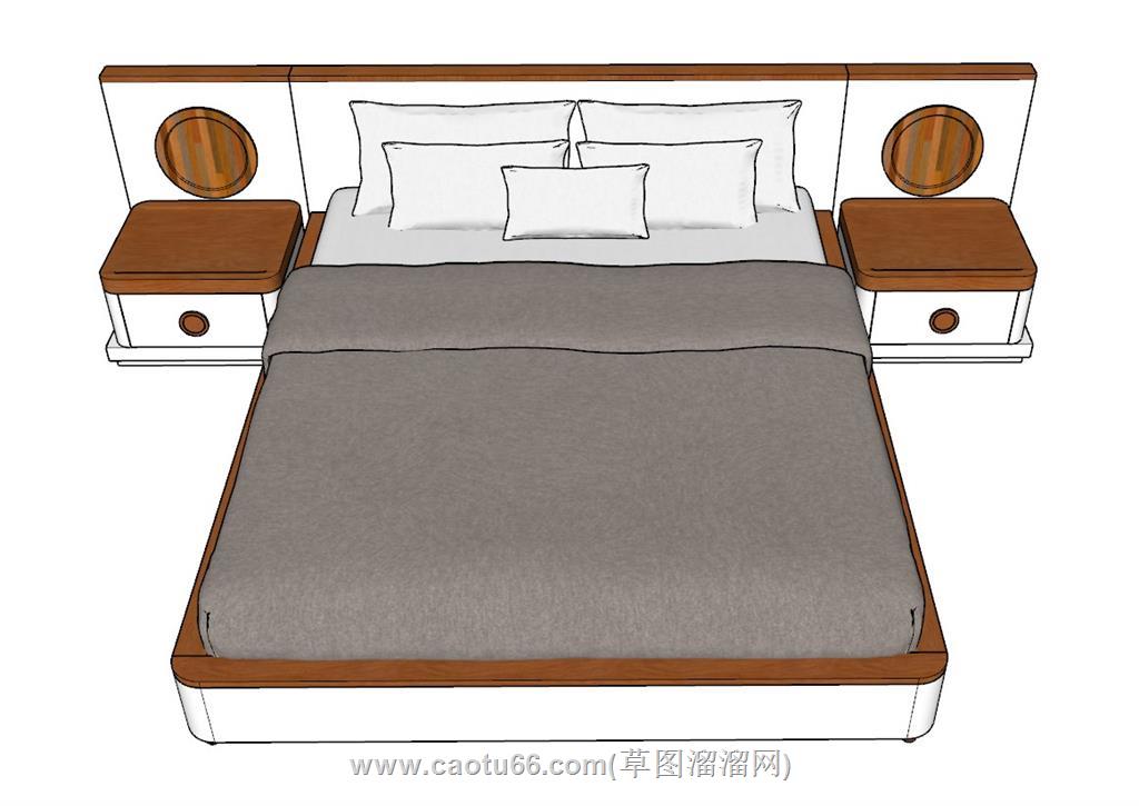 双人床床铺SU模型