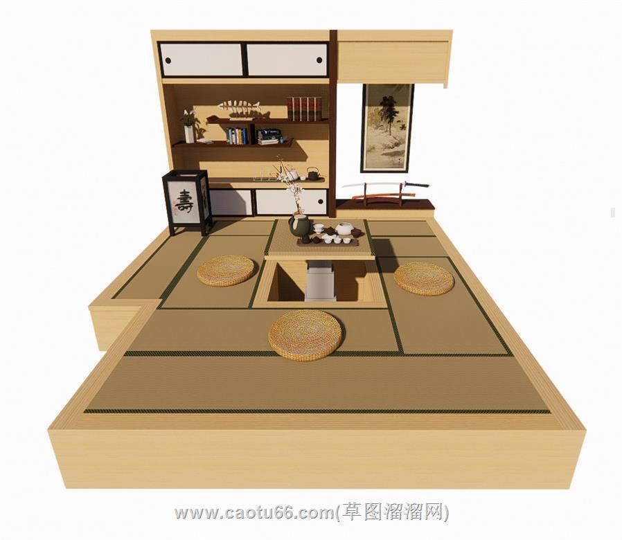 日式榻榻米茶室SU模型