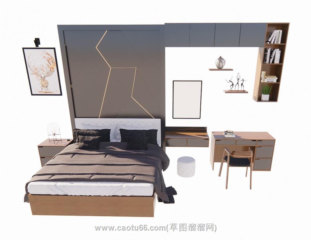 床铺书桌SU模型