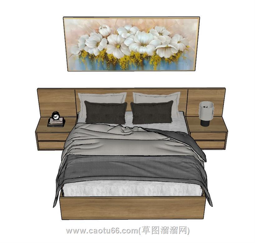 双人床床铺SU模型