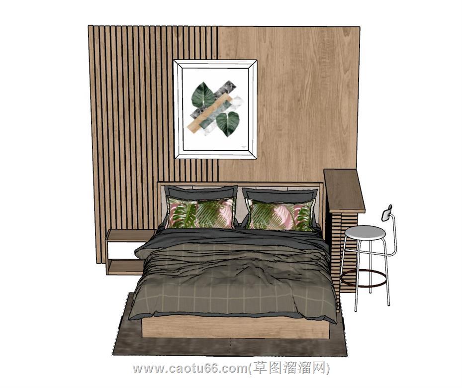 木质床铺SU模型