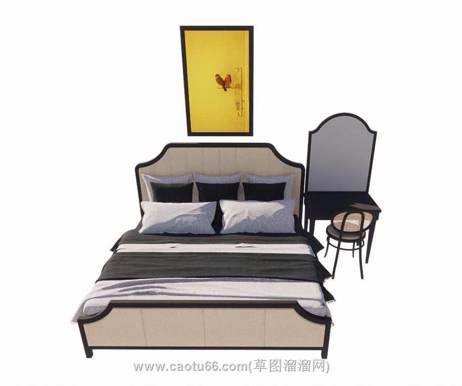 床铺梳妆台SU模型