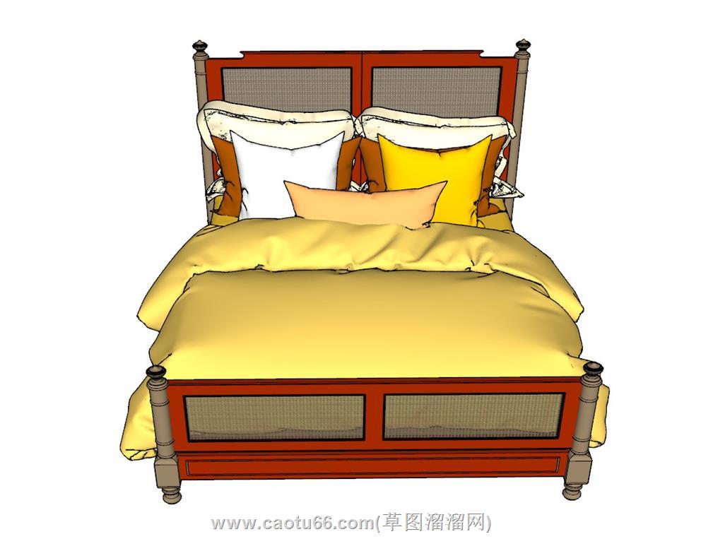 双人床床铺SU模型