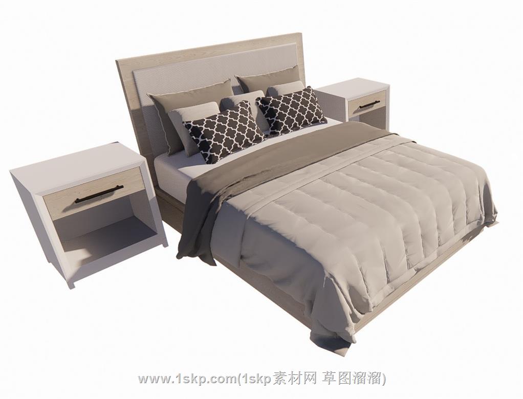 床铺床头柜SU模型