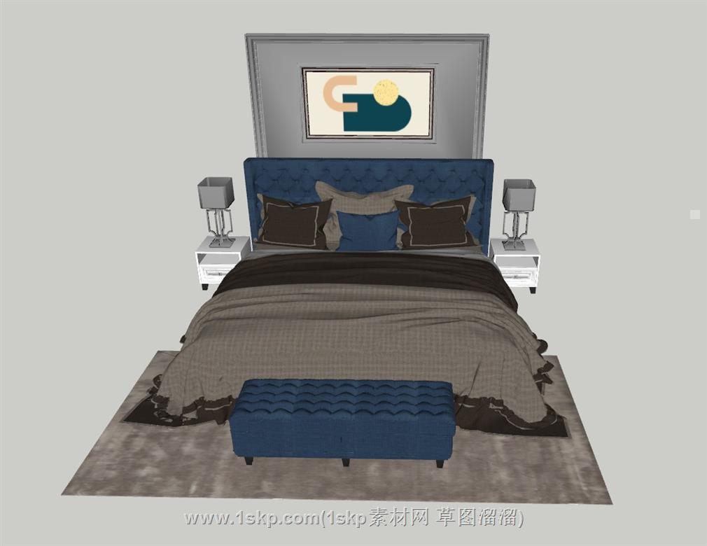床铺双人床SU模型