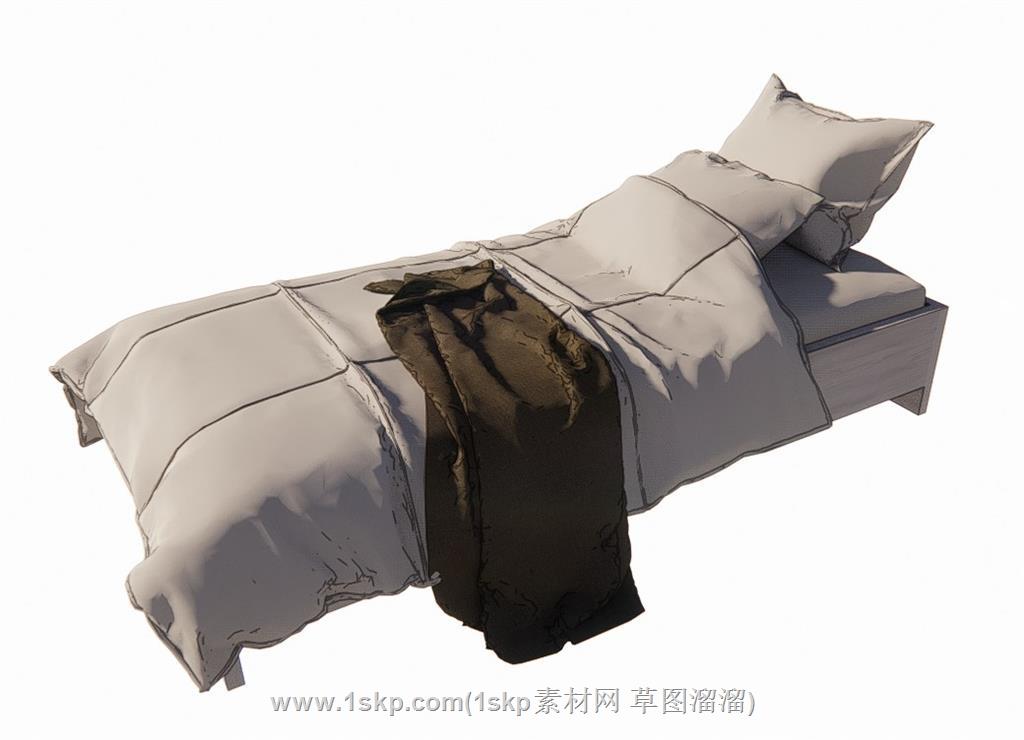 单人床床铺SU模型