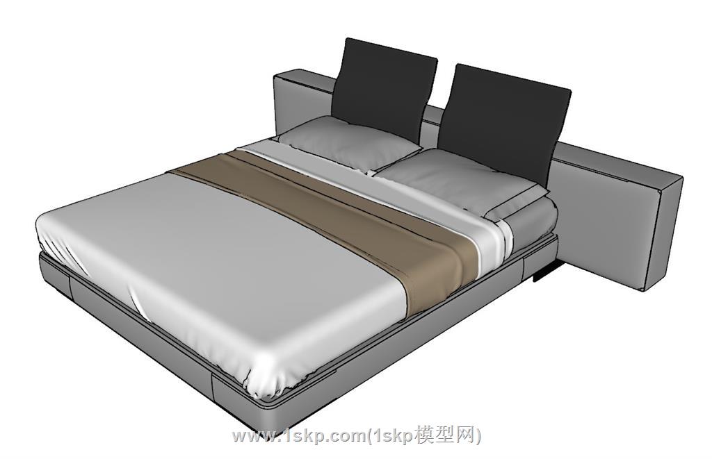 双人床床铺SU模型