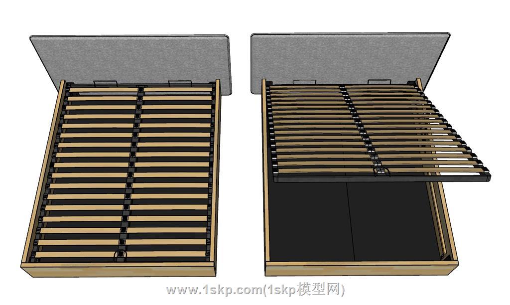 床铺排骨架SU模型