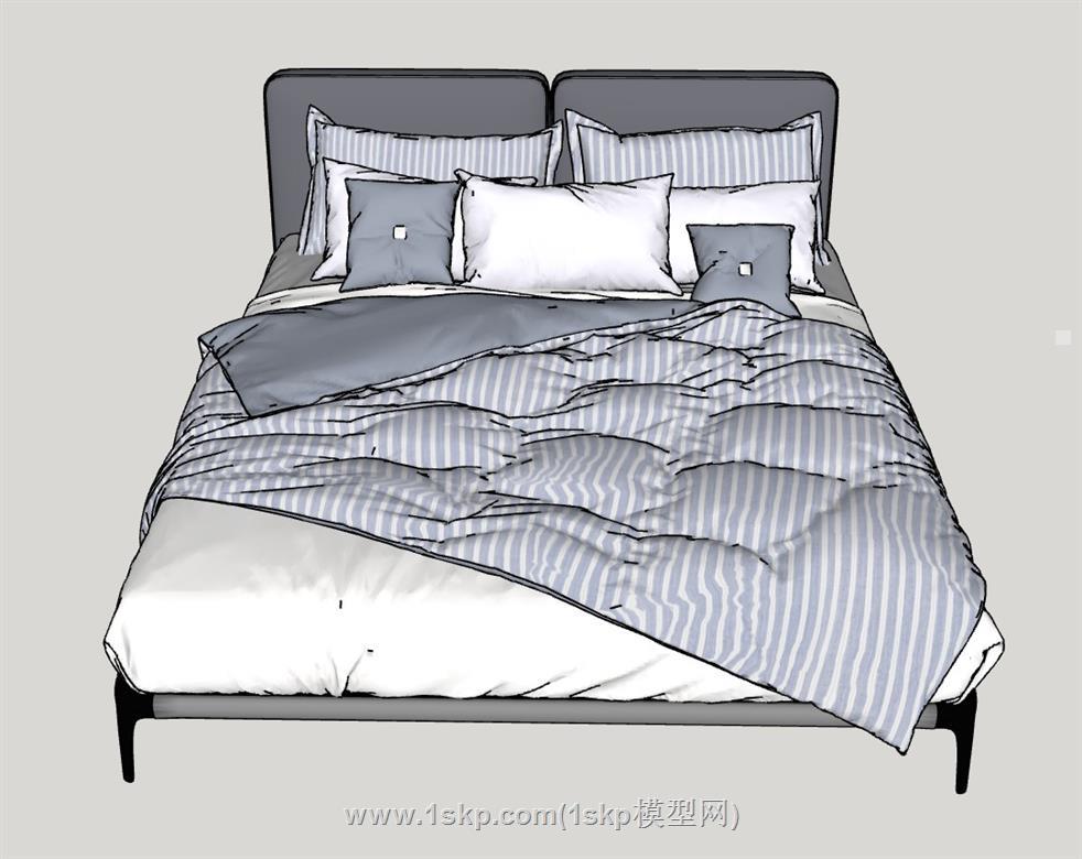 双人床床铺SU模型
