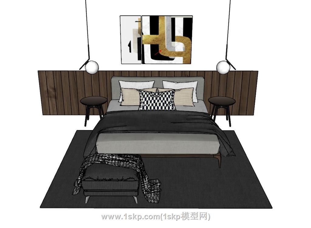 床铺床具SU模型