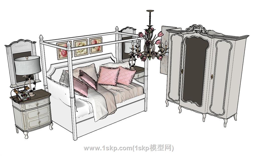 欧式家具衣柜SU模型