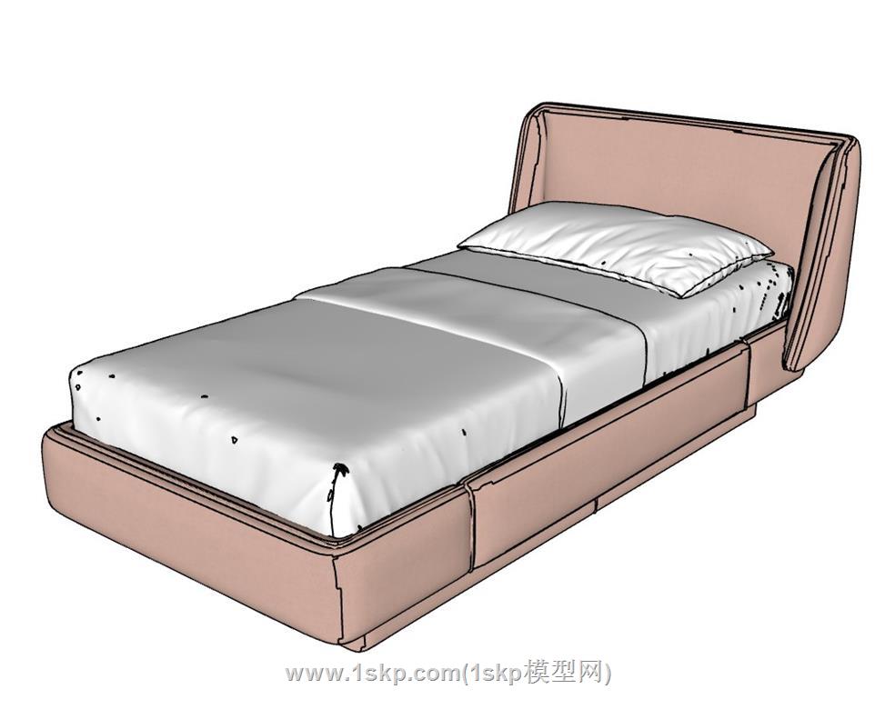 单人床SU模型