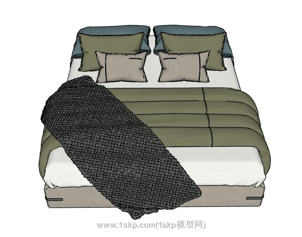 床铺双人床SU模型