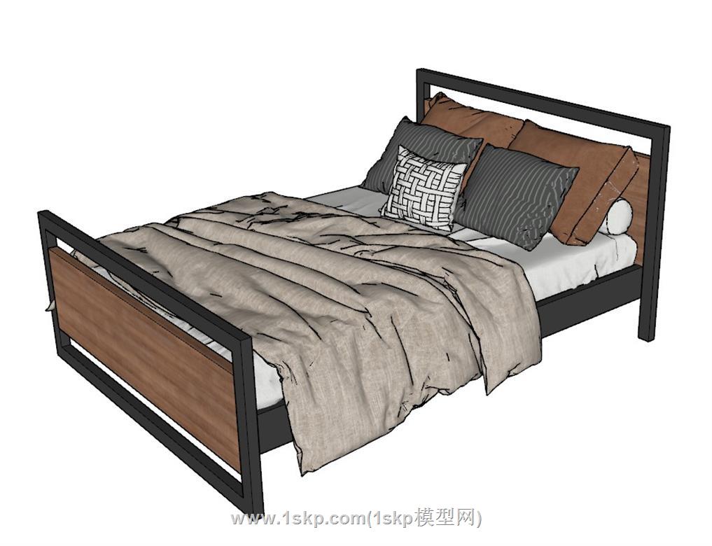 工业风床铺loftSU模型