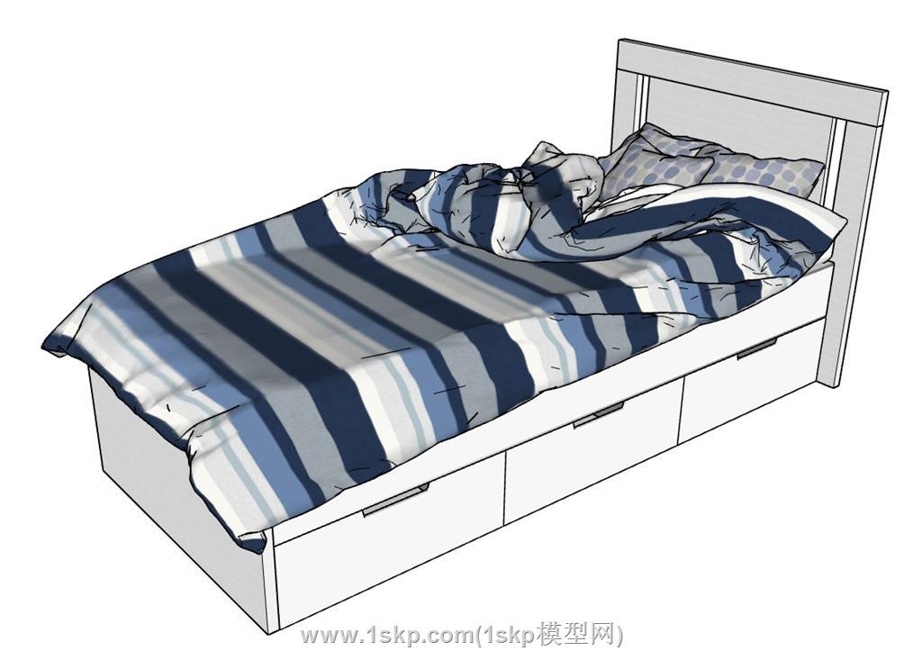 单人床SU模型
