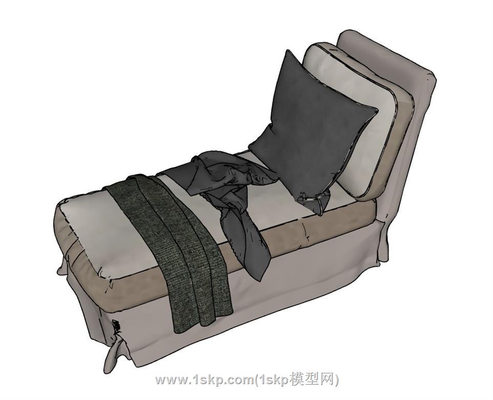 单人床SU模型