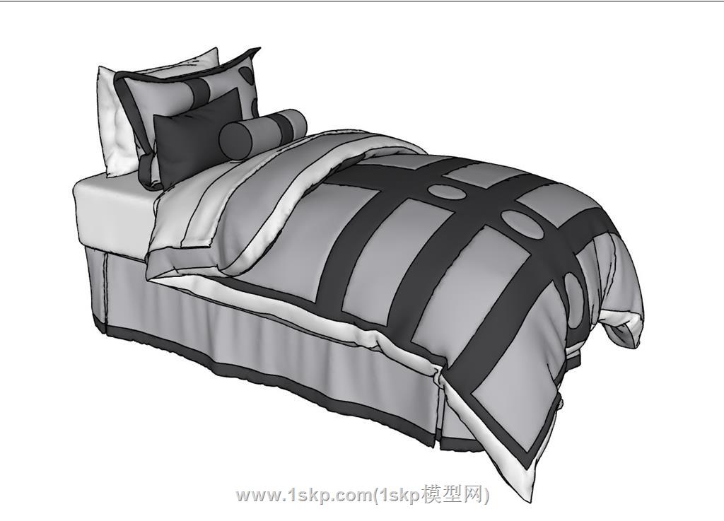 单人床SU模型