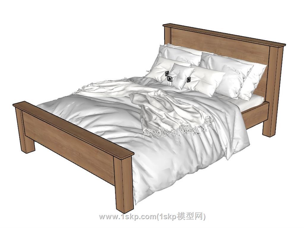 双人床床铺SU模型