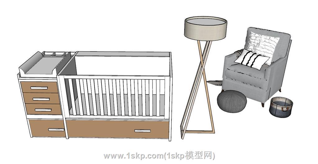 婴儿床SU模型